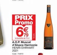 PRIX Promo  € 79  la bouteile de 75 cl 