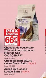 chocolat blanc Promo