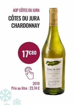 aop côtes du jura côtes du jura  chardonnay  17€80  2019  prix au litre : 23,74 €  cotes du juru chardonnay 