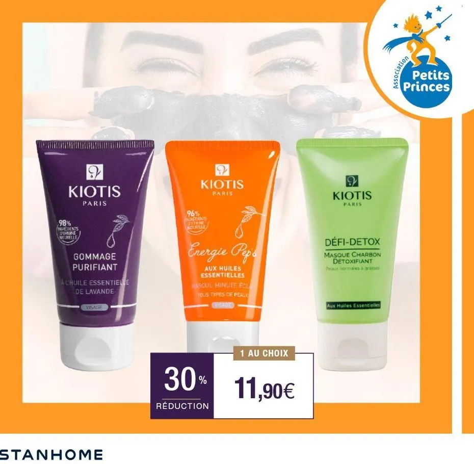 kiotis  paris  98% ngredients duhuine naturelle  gommage purifiant  alhuile essentielle de lavande  visage  stanhome  9 kiotis paris  96% ingredients ostene bolsille  energie pep's  aux huiles essenti