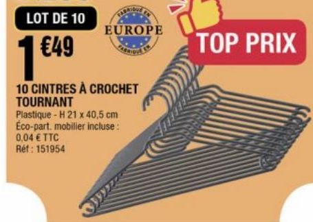 10 cintres a crochet tournant