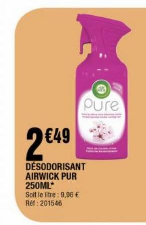 désodorisant airwick pur 250ml