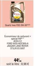 Quartz Ineo FDE OW-30  Economiseur de carburant + special FAP**  ACEA C2  FORD WSS-M2C950-A JAGUAR LAND ROVER STJLR.03.5007 