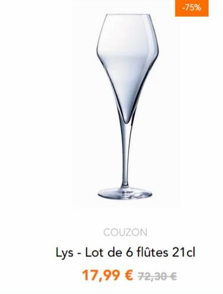 -75%  COUZON  Lys - Lot de 6 flûtes 21cl  17,99 € 72,30-€ 