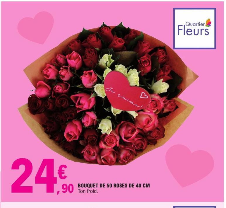 bouquet de 50 roses de 40 cm