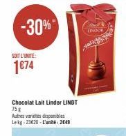 -30%  SOIT L'UNITÉ:  1€74  LINDOR 