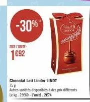 soit l'unité:  1692  -30%"  food lindor 