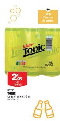Water  To Tonic ic  209  1901 UCHU  RIVER  TONIC  Le pack de 6 x 33 cl. RM5004220  Extrait d'écorces de quinine  1,98 (6x3300 