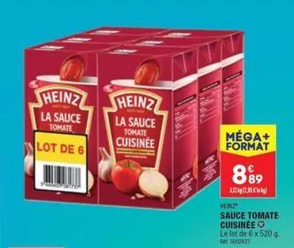 heinz  la sauce tomate  lot de 6  a  heinz  la sauce tomate  cuisinee  méga+  format  899  3,185  heinz  sauce tomate cuisinée le lot de 6 x 520 g.  5002627 