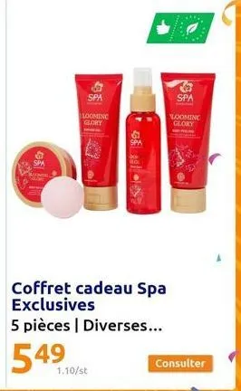 spa  loomine glory  ⓡ  1.10/st  coffret cadeau spa exclusives  5 pièces | diverses...  s  spa  6 spa  looming glory  consulter 
