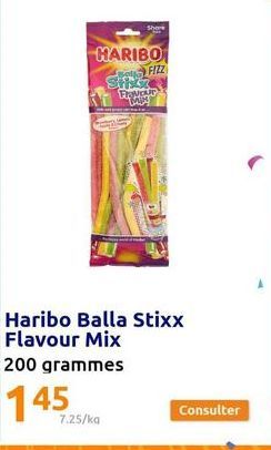 HARIBO BotFIZZ Sikke  Haribo Balla Stixx Flavour Mix 200 grammes  145  7.25/kg  Consulter 