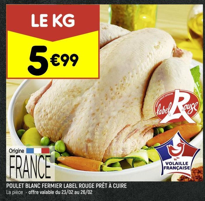 POULET BLANC FERMIER LABEL ROUGE PRÊT À CUIRE