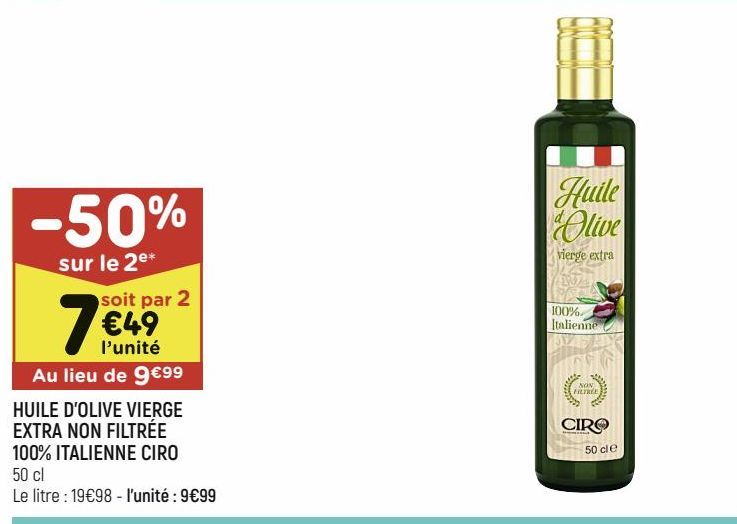 HUILE D’OLIVE VIERGE EXTRA NON FILTRÉE 100% ITALIENNE CIRO