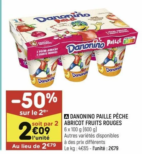 danonino paille pêche abricot fruits rouges