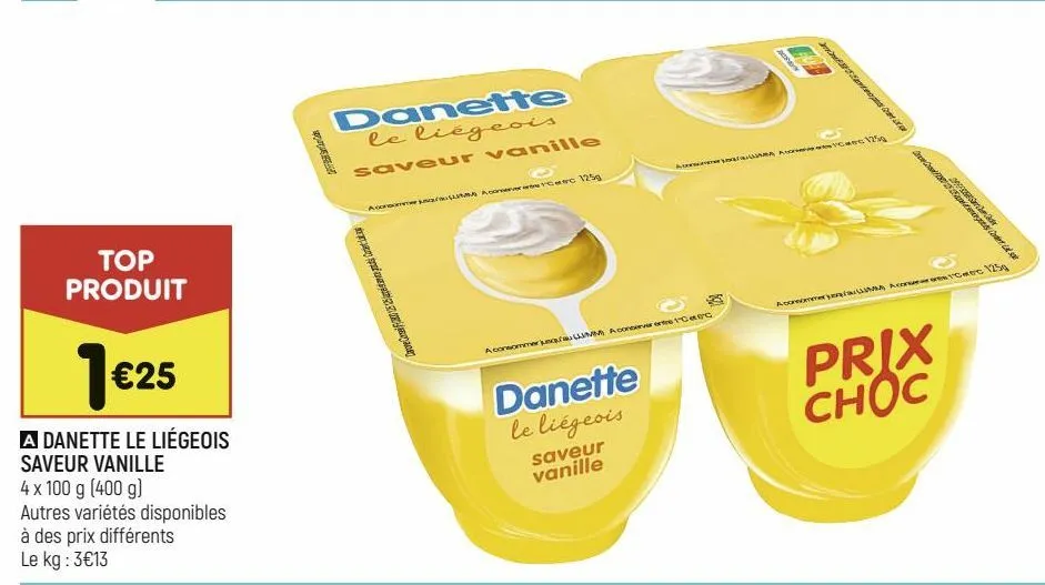 a danette le liégeois saveur vanille