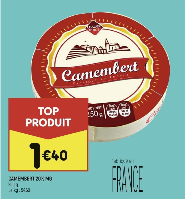 CAMEMBERT 20% MG LEADER PRICE