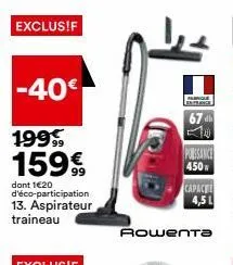 exclus!f  angle infrastr  pubsance  450  capace  rowenta  4,5 l 