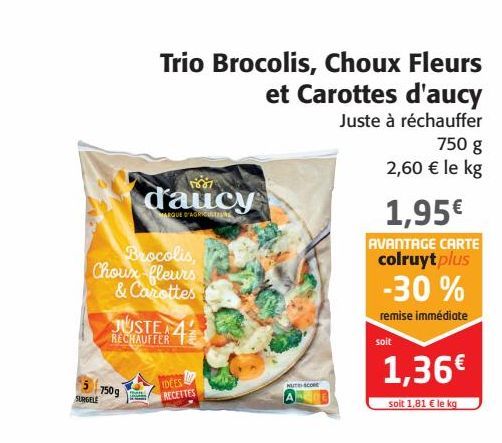 Trio Brocolis choux Fleurs et Carottes d'aucy