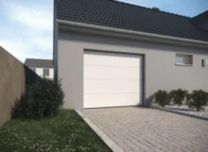 Porte de garage sectionnelle motorisée lisses blanche motorisée H. 200 x L. 240 cm offre à 499€ sur Brico Dépôt