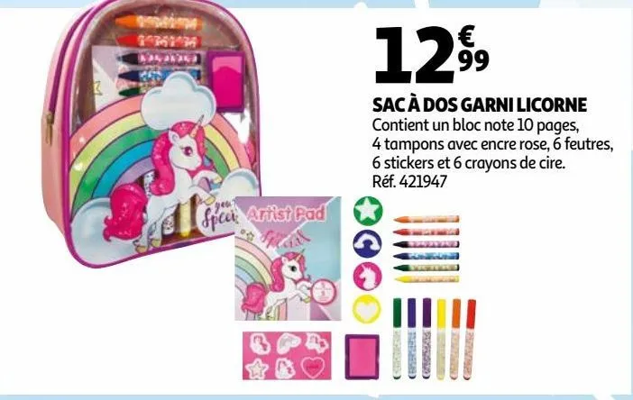 sac à dos garni licorne