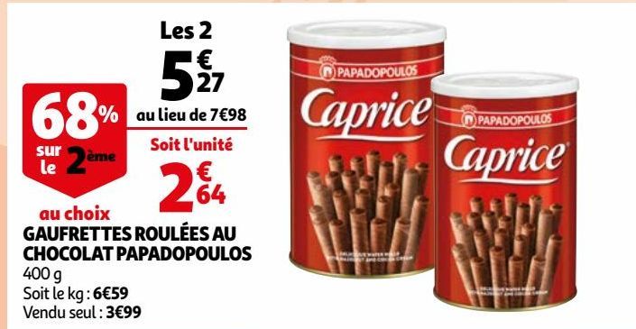 GAUFRETTES ROULÉES AU CHOCOLAT PAPADOPOULOS