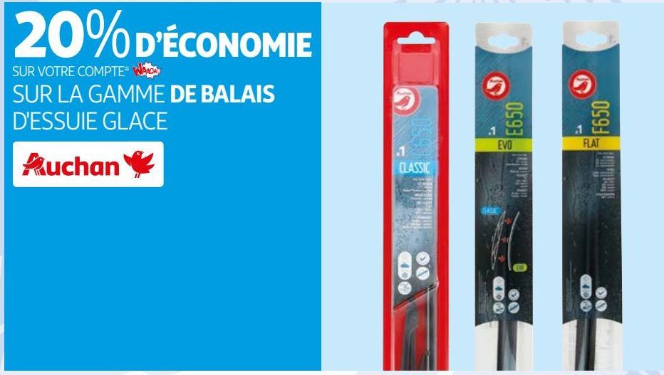 LA GAMME DE BALAIS D'ESSUIE GLACE AUCHAN