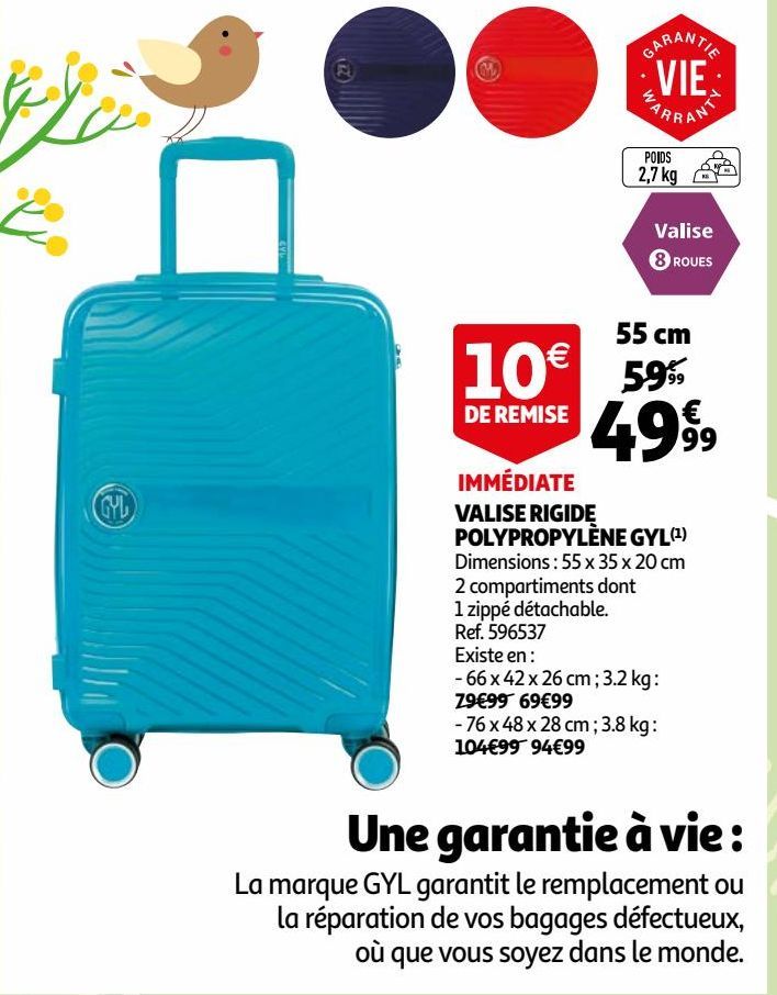 VALISE RIGIDE POLYPROPYLÈNE GYL