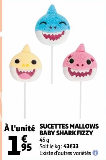 SUCETTES MALLOWS BABY SHARK FIZZY