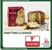 panettone  panettone classique  prix: 5649 618 kg.  9⁰  le lot de 2  hitale  seit  +50  s  sole 