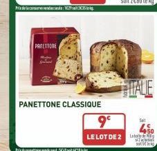 PANETTONE  Prix de la conservervedela: 1629-sa³t 5€35 lekg.  PANETTONE CLASSIQUE  9⁰  LE LOT DE 2  HITALE  Seit  +50  S  sole 