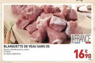 blanquette de veau sans os épaule, côte découverte, collier a mijoter aurayon traditionnel  france  16%  ung 