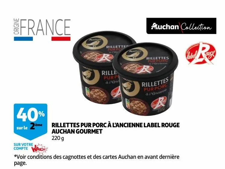  rillettes pur porc à l'ancienne label rouge auchan gourmet