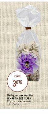 WENGUES DESA  L'UNITÉ  3€75  COUSTIN  m  Meringues aux myrtilles LE CRETIN DES ALPES 110 aussi la Chartre L34019 