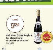 L'UNITE  5050  AOP Vin de Savoie Jongieux Les Châtaigniers, LE CELLIER DE SORDAN rouge, 75cl 
