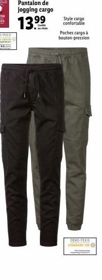 Pantalon de jogging cargo  13.99  YW  Style cargo confortable  Poches cargo à bouton-pression  OEKO-TEX®  STANDARD 100 