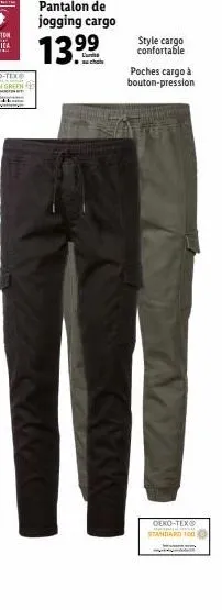 pantalon de jogging cargo  13.99  yw  style cargo confortable  poches cargo à bouton-pression  oeko-tex®  standard 100 