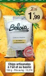 belsia  ogle mare  tin ho chi minh đại hội c  they  2,39  1,99  pete  chips artisanales à l'ail et au basilic 150 g - prix au kg: 13,27€ 