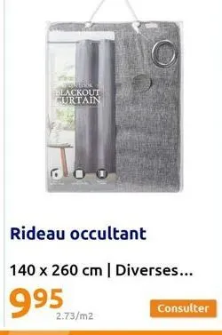 overse blackout curtain  rideau occultant  140 x 260 cm | diverses...  2.73/m2  consulter 