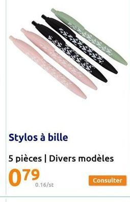 7-0  4840  Stylos à bille  5 pièces | Divers modèles  0.16/st  35337  Consulter 