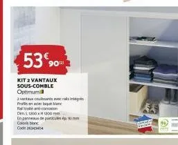 53€ 90  kit 2 vantaux sous-comble optimum  2 vantaux counts avec integ profs en acier lo  railtranti conosion  dim l 1200x1200 mm  en panneaux de particules 10mm color blanc code 234404  gery  hom 