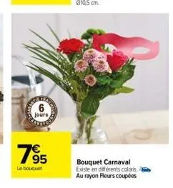 6  jours  795  le bouquet  bouquet carnaval  existe en différents coloris au rayon fleurs coupées 