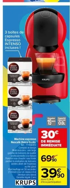 3 boîtes de capsules espresso  intenso  incluses!  nescan  dolce gusto  espresso intenso  nelcan dolce gusto  espresso  intenso  misione  dolce  gusto  espresso  intenso  machine expresso nescafé dolc