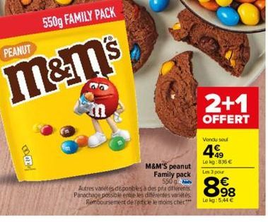 PEANUT  OL  550g FAMILY PACK  m&m's  M&M'S peanut Family pack 550g  Autres variétés disponibles à des prix différents Panachage possible ent différentes variétés  Remboursement de torticle le moins ch