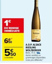 Water  A.O.P. ALSACE RIESLING WOLFBERGER Blanc, 75 d. Autres variétés ou grammages disponibles à des prix différents. 