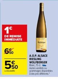 Wher  A.O.P. ALSACE RIESLING WOLFBERGER Blanc, 75 d.  Autres variétés ou grammages disponibles à des prix différents. 