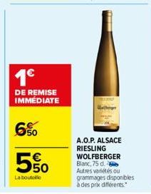 Water  A.O.P. ALSACE RIESLING WOLFBERGER Blanc, 75 d. Autres variétés ou grammages disponibles à des prix différents. 