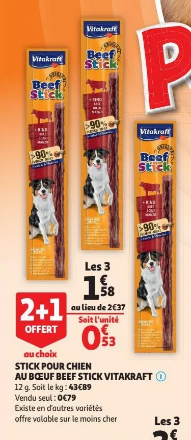 stick pour chien au boeuf beef stick vitakraft