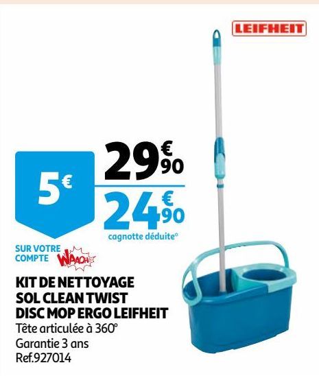 KIT DE NETTOYAGE SOL CLEAN TWIST DISC MOP ERGO LEIFHEIT