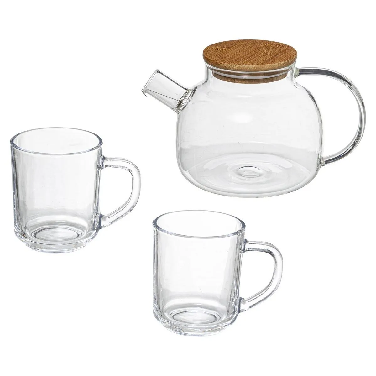 théière en verre avec 2 mugs