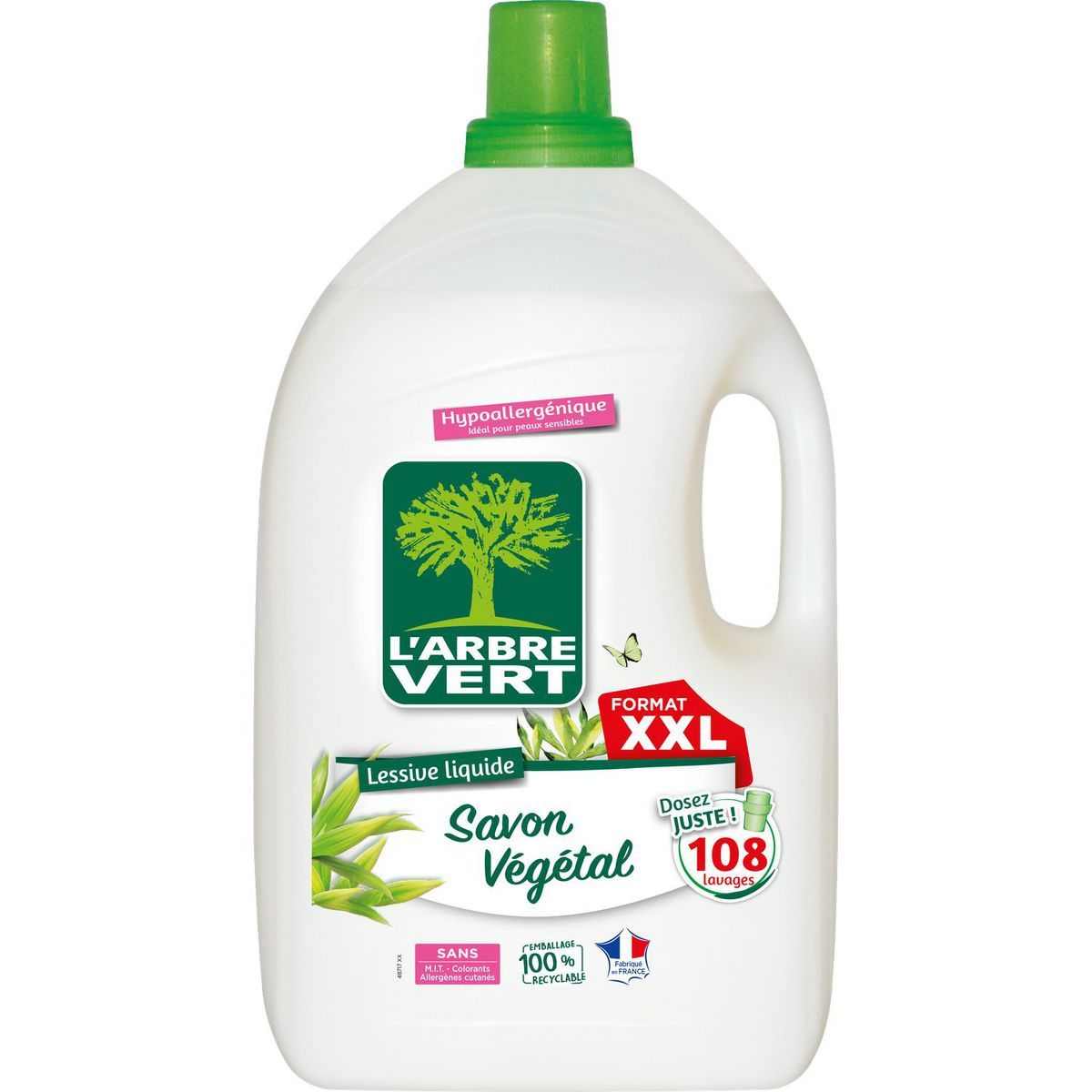 LESSIVE LIQUIDE SAVON VÉGÉTAL HYPPOALLERGÉNIQUE ARBRE VERT